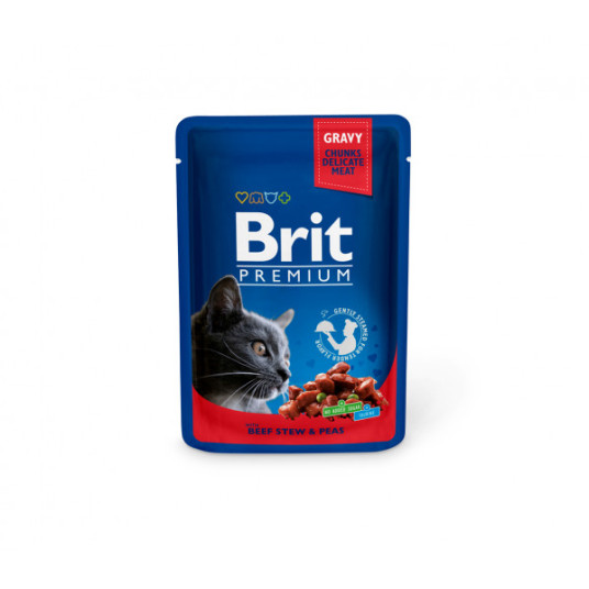 Brit Premium -säilykkeet kissojen pussiin. Naudanpata ja herneet 100 g