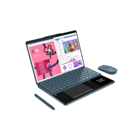 Lenovo | Yoga Book 9 13IMU9 | Tidal Teal | 13.3" | Kosketusnäyttö | 2880 x 1800 pikseliä | Kiiltävä | Intel Core i7 | 155U | 32 GB | LPDDR5x | SSD 1000 GB | Intel Graphics | Windows 11 Pro | 802.11ax | Bluetooth 5.3 | Näppäimistön kieli liettua | Takuu