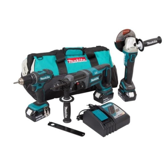 MAKITA. ZES. COMBO 18V DLX3078TX1 DDF482+DGA504+DHR241 3x5.0 SÄKKI