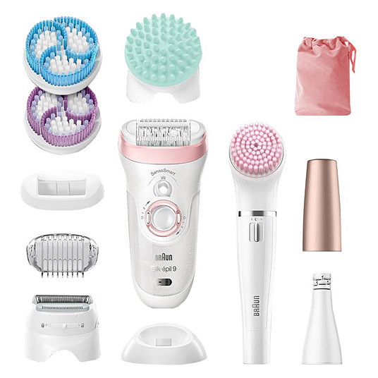 Braun Epilator Silk-épil Beauty Set 9 9/985 BS Käyttöaika 50 min, johdoton, nopeudet 2, valkoinen/ruusukulta