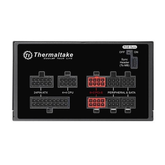 Virtalähde Toughpower Grand RGB Sync 650W Mod. (80+ Gold, 4xPEG, 140mm)