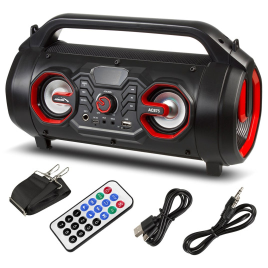 Audiocore AC875 Bazooka Kannettava Bluetooth-kaiutin Boombox 30W (20W + 5Wx2) IPX4 Roiskesuojattu / Radio / microSD / Aux-In / USB / Valaistus / Mic Port