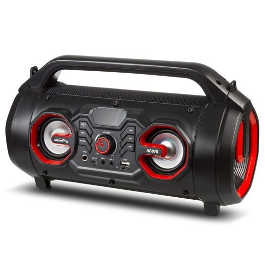 Audiocore AC875 Bazooka Kannettava Bluetooth-kaiutin Boombox 30W (20W + 5Wx2) IPX4 Roiskesuojattu / Radio / microSD / Aux-In / USB / Valaistus / Mic Port