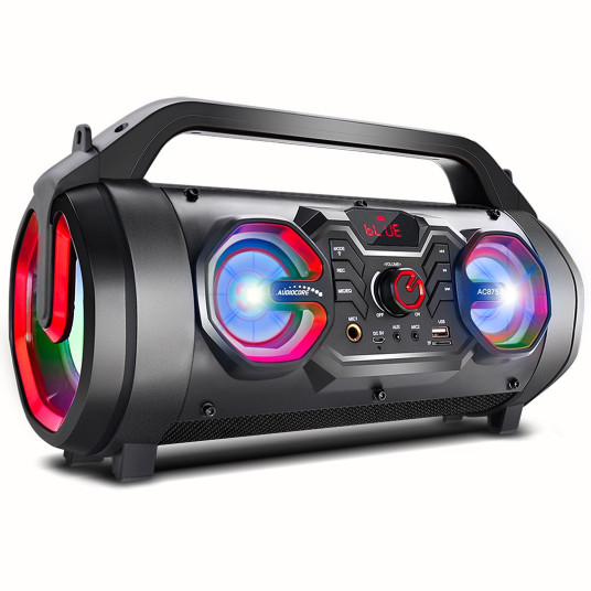 Audiocore AC875 Bazooka Kannettava Bluetooth-kaiutin Boombox 30W (20W + 5Wx2) IPX4 Roiskesuojattu / Radio / microSD / Aux-In / USB / Valaistus / Mic Port