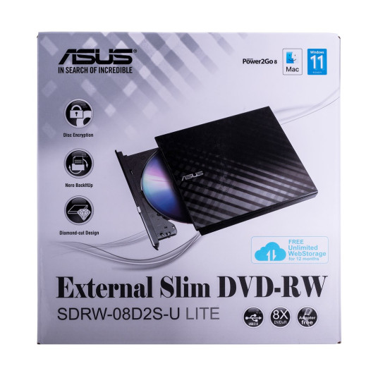 SDRW-08D2S-U Lite Slim DVD ulkoinen tallennin USB musta