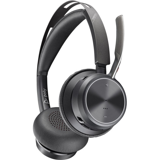 Kuulokkeet Poly Voyager Focus 2 USB-C-C Headset + USB-C/A Adapter + Charging Stand Black