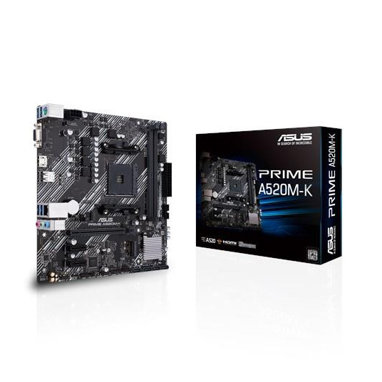 Mainboard|ASUS|AMD A520|SAM4|MicroATX|2xPCI-Express 3.0 1x|1xPCI-Express 3.0 16x|1xM.2|Memory DDR4|Memory slots 2|1x15pin D-sub|1xHDMI|2xUSB 2.0|4xUSB 3.2 type B|1xPS/2|3xStereo jack 3.5mm|1xRJ45|PRIMEA520M-K