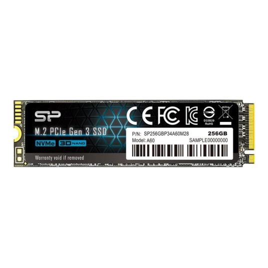 Silicon Power A60 256GB PCIe Gen3x4 NVMe (2200/1600MB/s) 2280 BULK SSD-levy