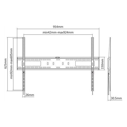 TV-teline DELTACO ARM-1152 60-100", kunnes 75kg, korjattu