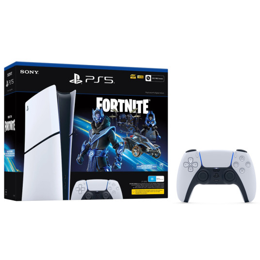 Pelikonsoli Sony Playstation 5 Slim Digital Edition (PS5) 1TB White Fortnite Cobalt Star + lisäohjain Sony DualSense PS5