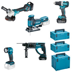Combo-sarja 18V DDF484+DGA513+DHR202+DJV181+DML802
