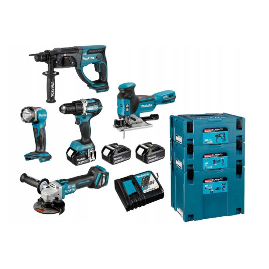 Combo-sarja 18V DDF484+DGA513+DHR202+DJV181+DML802