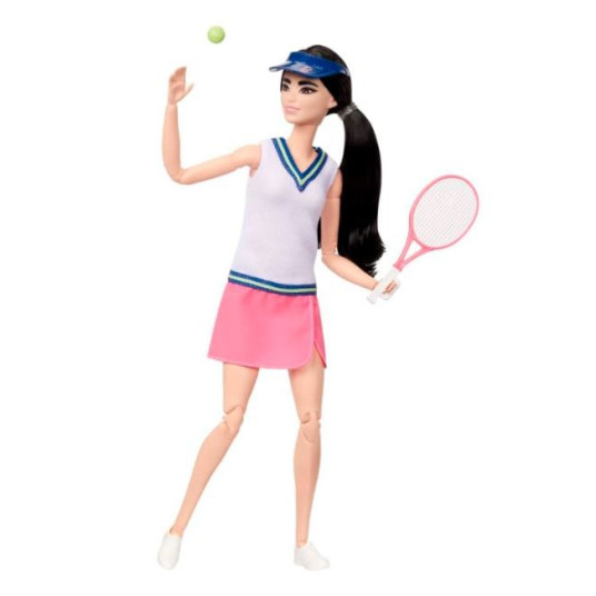Barbie-nukke ja tarvikkeet, ura-tennispelaaja-nukke mailalla ja pallolla