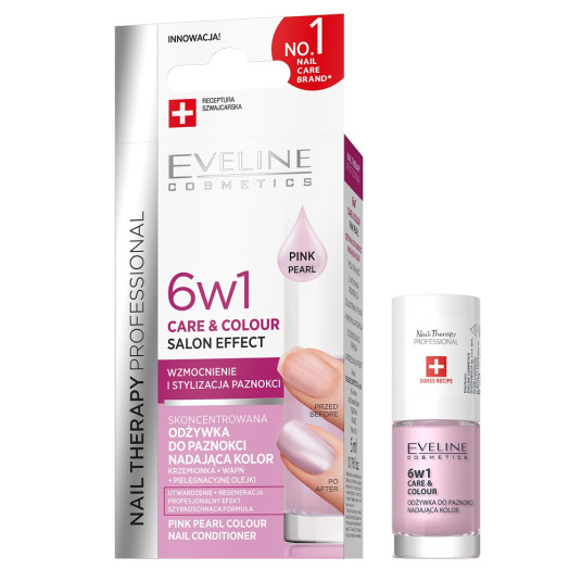 EVELINE_6w1 hoito ja väri kynsien hoitoaine Pink Pearl 5ml