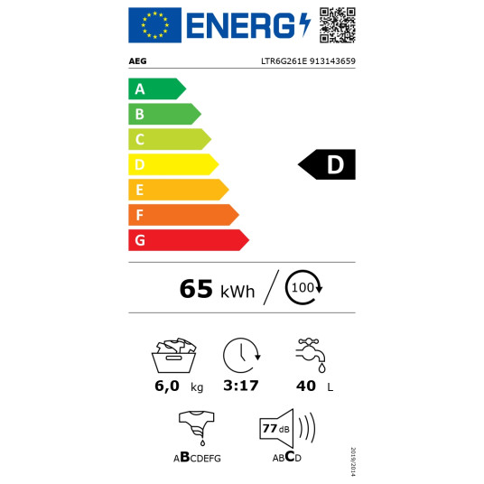 Pyykinpesukone AEG LTR6G261E 