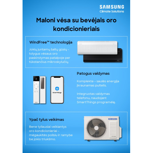 SAMSUNG WINDFree™ Comfort S2 (ex. Arise) 6,5/7,4 kW Multi split -sisäyksikkö.
