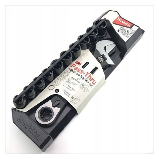 MAKITA ADJUSTABLE WRENCH 150mm WITH A SET OF THROUGH-SOCKETS