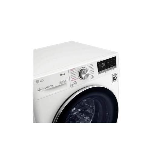 LG Washing machine with dryer | F2DV5S8S2E | Energy efficiency class C/E | Front loading | Washing capacity 8.5 kg | 1200 RPM | Depth 48 cm | Width 60 cm | Display | LED | Drying system | Drying capacity 5 kg | Steam function | Direct drive | Wi-Fi | Whit