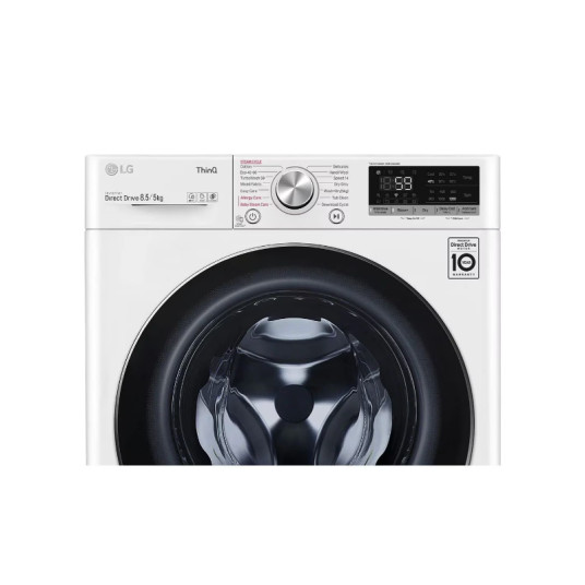 LG Washing machine with dryer | F2DV5S8S2E | Energy efficiency class C/E | Front loading | Washing capacity 8.5 kg | 1200 RPM | Depth 48 cm | Width 60 cm | Display | LED | Drying system | Drying capacity 5 kg | Steam function | Direct drive | Wi-Fi | Whit
