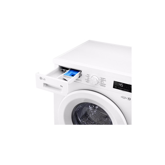 LG Washing Machine | F4X1008NWH | Energy efficiency class A | Front loading | Washing capacity 8 kg | 1400 RPM | Depth 56 cm | Width 60 cm | Display | LCD | Steam function | Direct drive | Wi-Fi | White