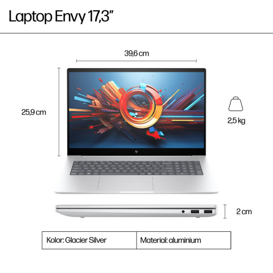 HP Envy 17-CW1008CA Ultra 7 155U 17.3 "FHD Touch 16GB SSD1TB BT BLKB GeForce RTX 3050 4GB Win11 Hopea (REPACK) 2Y 2Y
