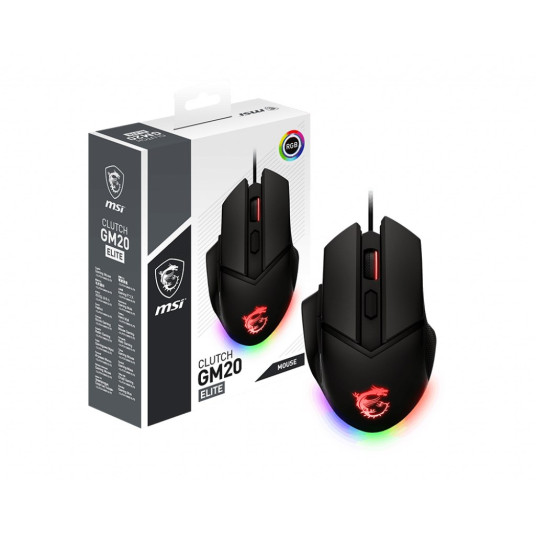 MSI Clutch GM20 Elite -pelihiiri Oikeakätinen USB-tyyppi A Optinen 6400 DPI