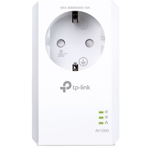 TP-LINK AV1000 Gigabit Passthrough Powerline-sovitin TL-PA7017P 1000 Mbit/s, Ethernet LAN (RJ-45) portit 1, Ei Wi-Fi-yhteyttä, Lisäpistorasiaa