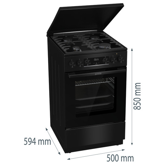 Kaasuliesi sähköuunilla Gorenje MEKS5141BM