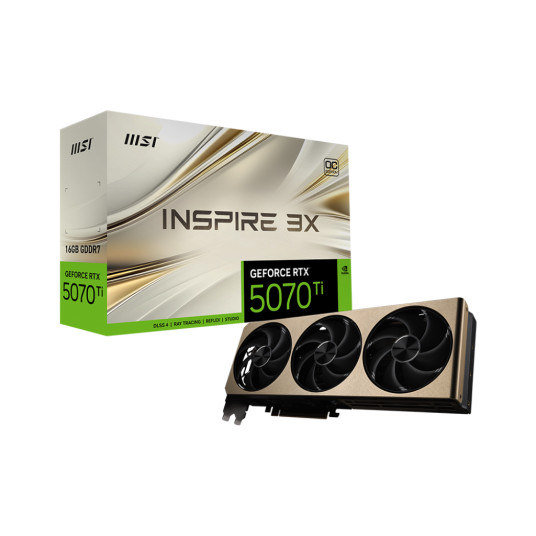 MSI GeForce RTX 5070 Ti 16G INSPIRE 3X OC PLUS | NVIDIA | 16 GB | GeForce RTX 5070 Ti | GDDR7 | HDMI-portit 1 | PCI Express Gen 5