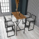 Bar Table & Stool Set (5 Pieces), Nordic, Grey Walnut Black, 100% MELAMINE COATED PARTICLE BOARD