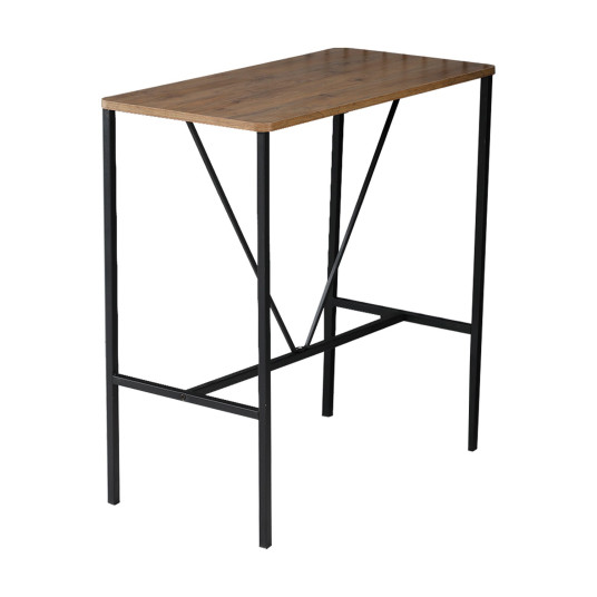 Bar Table & Stool Set (5 Pieces), Nordic, Grey Walnut Black, 100% MELAMINE COATED PARTICLE BOARD
