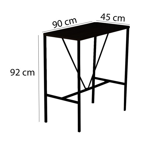 Bar Table & Stool Set (5 Pieces), Nordic, Grey Walnut Black, 100% MELAMINE COATED PARTICLE BOARD