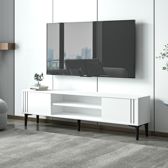 TV-taso, Lumivalkoinen, Valkoinen, 100 % MELAMIINIPINNOITETTU LASTUlevy