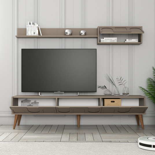 TV-yksikkö, Lyon 2 - Atlas, Walnut, Atlas Pähkinä, 100 % MELAMIINIPINNOITETTU LASTUlevy