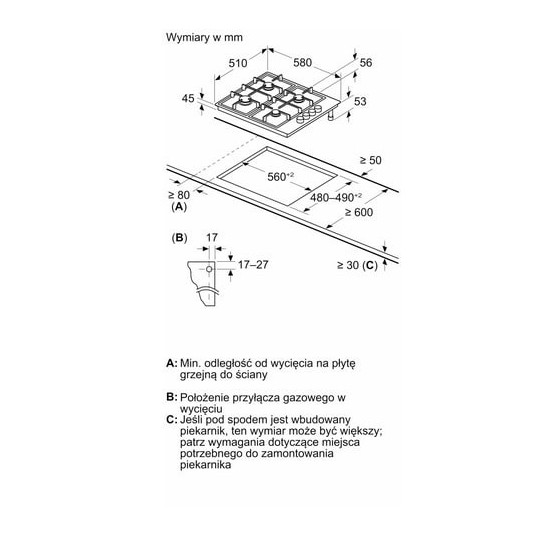 BOSCH-kaasukeittotaso PBP6B5K80