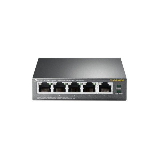 TP-Link TL-SG1005P Verkkoyhteydet Hallitsematon Gigabit Ethernet (10/100/1000) PoE-tuki Musta