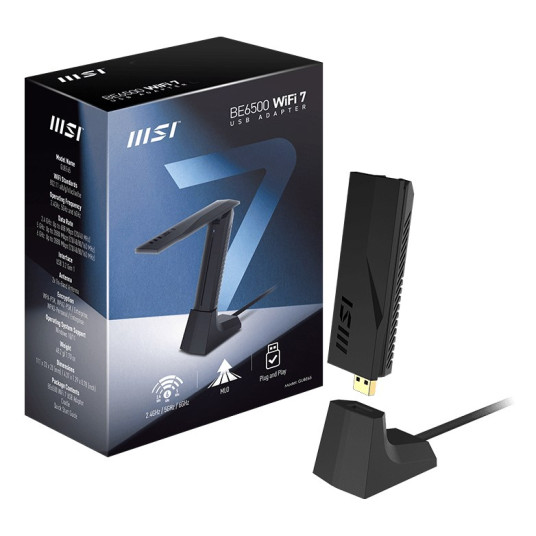MSI BE6500 WiFi7 USB-tikku - Dongle-liitäntäkortti / sovitin USB 3.2 Gen 1 (3.1 Gen 1)