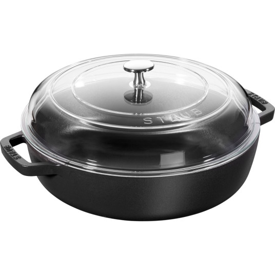 Staub valurautapannu kahdella kahvalla ja kannella - 28 cm, musta