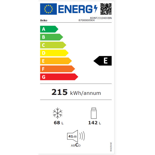 Jääkaappi BEKO RDNT231I40XBN