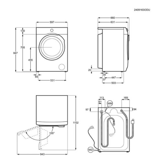 Pesukone-kuivausrumpu ELECTROLUX EW8W7607QE