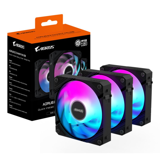 GIGABYTE AORUS EZ CHAIN FAN 120 (3-Pack) Emolevytuuletin 12 cm Musta 3 kpl 3 kpl