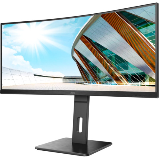Näyttö AOC Kaareva näyttö CU34P2A 34 ", VA, 3440 × 1440, 21:9, 1 ms, 300 cd/m², musta, kuulokelähtö (3,5 mm)