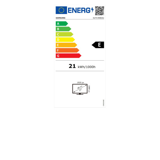 Samsung Kaareva näyttö LS27C390EAUXEN 27", VA, FHD, 1920 x 1080, 16:9, 4 ms, 250 cd/m², musta, 75 Hz, HDMI-porttien määrä 2