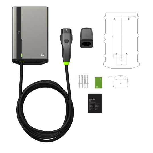 Green Cell EVGC021A2275 Sähköajoneuvojen latausasema Harmaa alumiiniseinä 3 sisäänrakennettua näyttöä LED