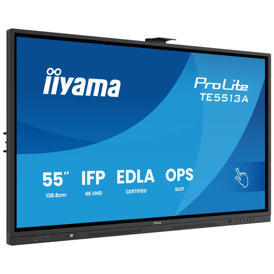 iiyama TE6513A-B1AG Signature Display Interaktiivinen litteä näyttö 163,8 cm (64,5") Wi-Fi 450 cd/m² 4K Ultra HD Musta Kosketusnäyttö Integroitu prosessori Android 18/7