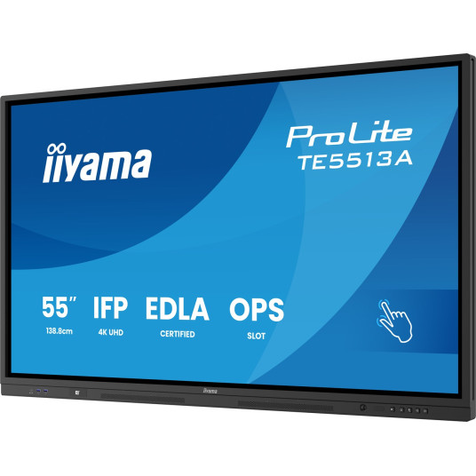 iiyama TE6513A-B1AG Signature Display Interaktiivinen litteä näyttö 163,8 cm (64,5") Wi-Fi 450 cd/m² 4K Ultra HD Musta Kosketusnäyttö Integroitu prosessori Android 18/7