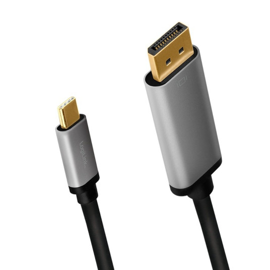 USB-C–DP-kaapeli, 4K 60 Hz, alumiini, 1,8 m