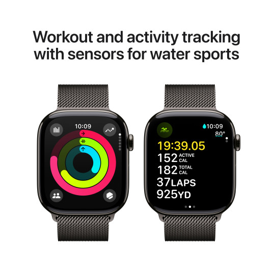 Älykello Apple Watch Series 10 GPS + Cellular 46mm Slate Titanium Case with Slate Milanese Loop - S/M