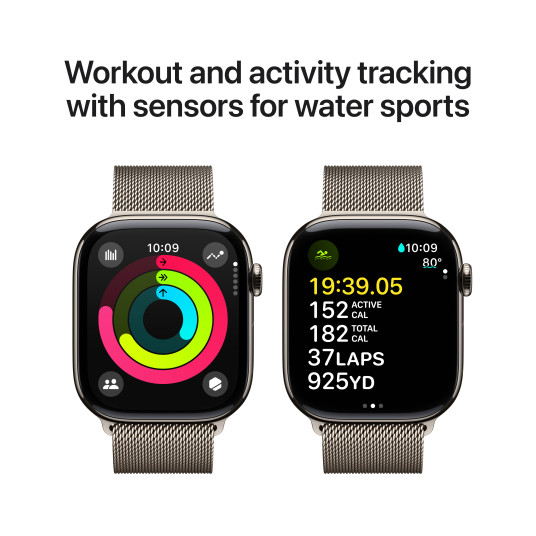 Älykello Apple Watch Series 10 GPS + Cellular 46mm Natural Titanium Case with Natural Milanese Loop - M/L