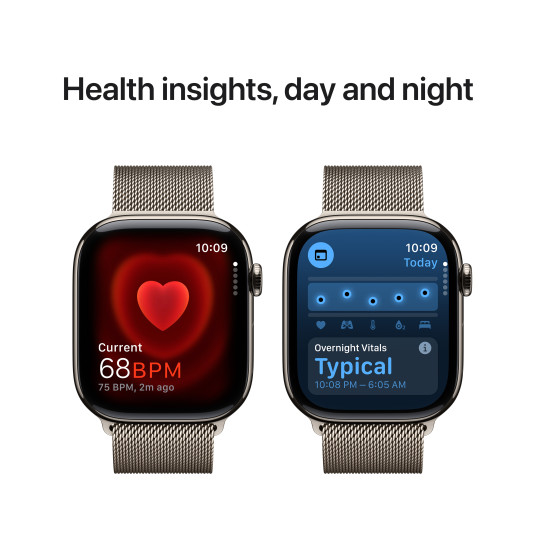 Älykello Apple Watch Series 10 GPS + Cellular 46mm Natural Titanium Case with Natural Milanese Loop - M/L